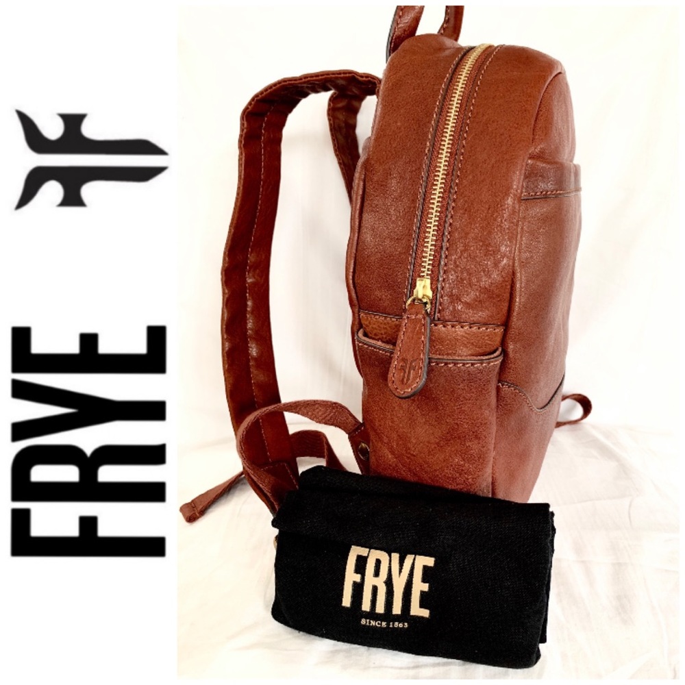 NWT FRYE genuine leather backpack cognac - Picture 4 of 7